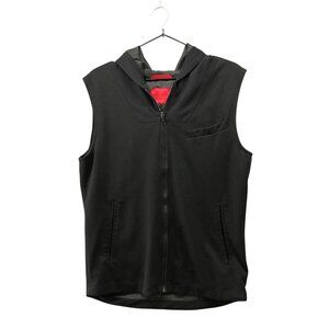 Zara Zip Sleeveless Hoodie Vest Mens M Black Technical Hybrid Jacket